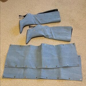 Blue Denim Boot Covers with Studs